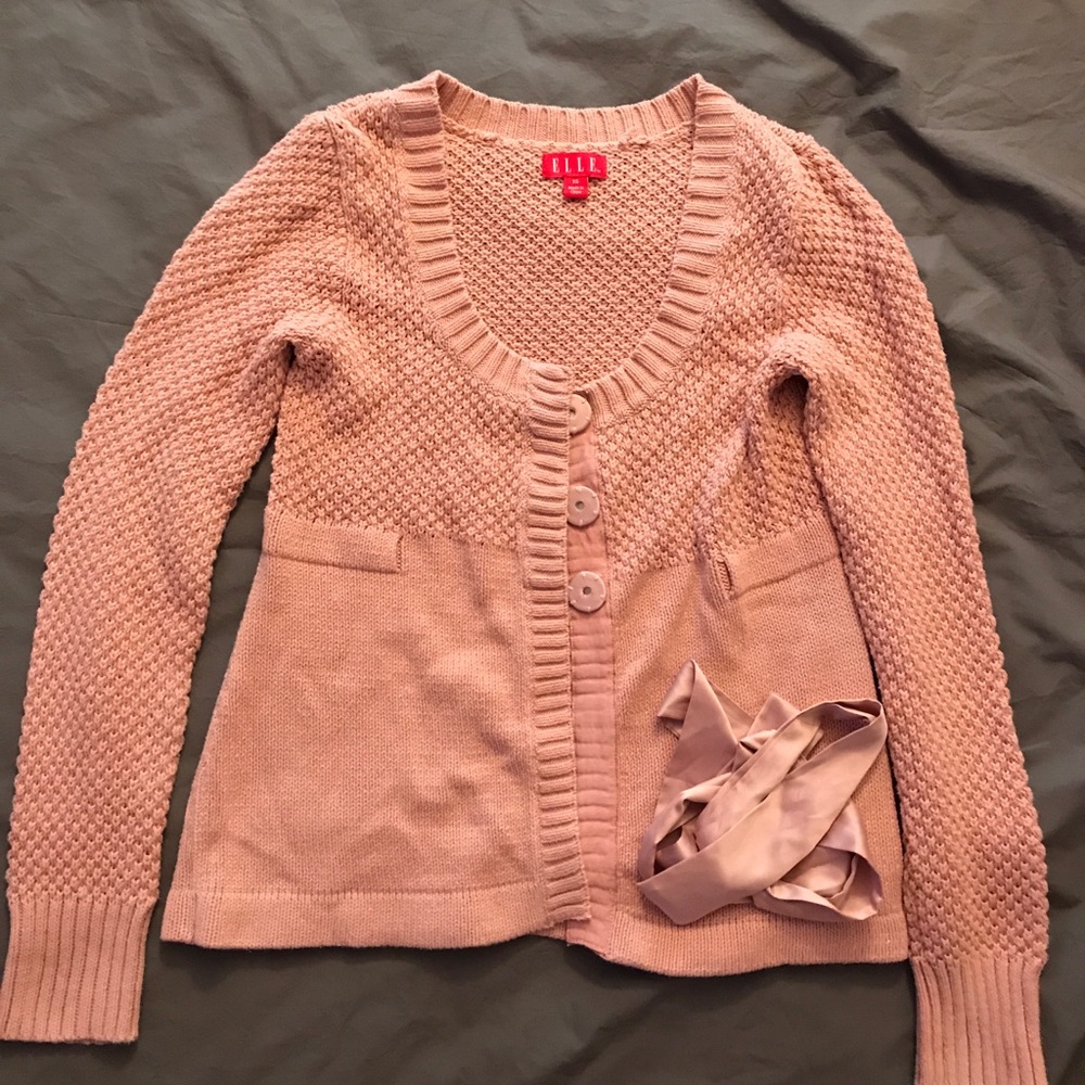Blush Pink Knitted Sweater Jacket
